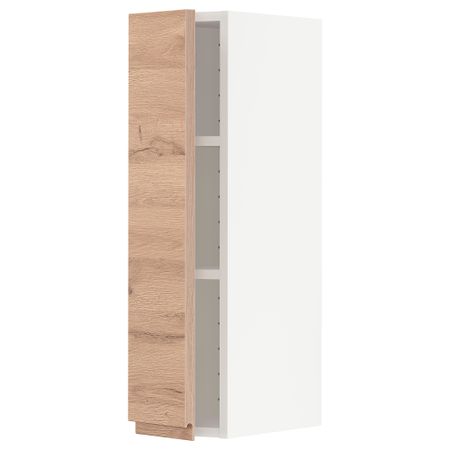 Навесной шкаф с полками, белый, Voxtorp под дуб, 20x80 см IKEA METOD МЕТОД 694.610.51