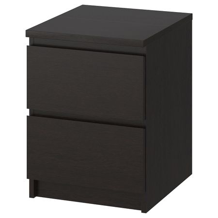 Комод с 2 ящиками, черно-коричневый 40x55 см IKEA MALM МАЛЬМ 003.685.26