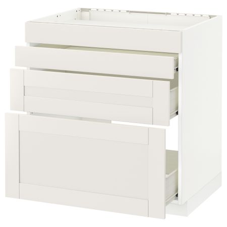 Напольный шкаф для духовки, 4фасада, 3 ящика МЕТОД / ФОРВАРА, белый, Сэведаль белый