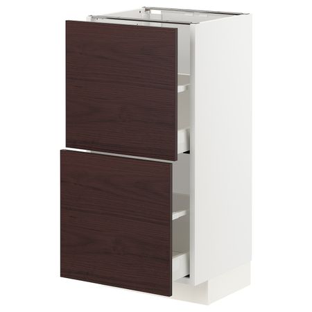 Напольный шкаф с 2 ящиками, белый Аскерсунд/темно-коричневый под ясень 40x37 см IKEA METOD МЕТОД / MAXIMERA МАКСИМЕРА 293.342.82