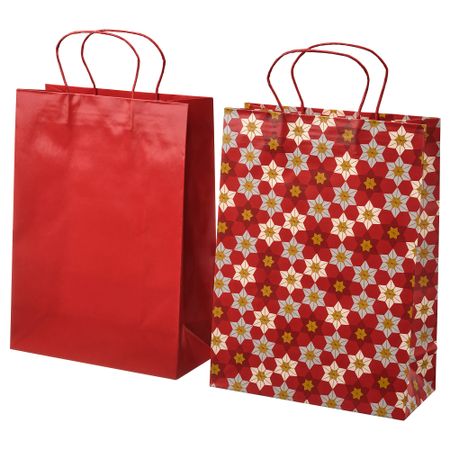 Подарочный пакет, 26x35 см, разные орнаменты красный IKEA VINTERFINT 705.558.93
