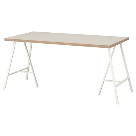 Стол ЛИННМОН / ЛЕРБЕРГ, бежевый, белый (150x75 см)