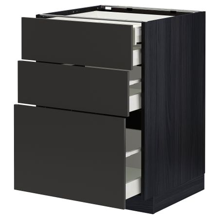 Напольный шкаф 3 фасада, 2 низких, 1 средний, 1 высокий ящик IKEA METOD МЕТОД, MAXIMERA МАКСИМЕРА 694.974.65