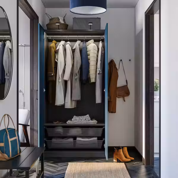 PAX / FYRUDDEN Гардероб, комбинация - темно-серый/синий 100x60x201 см - фото 3