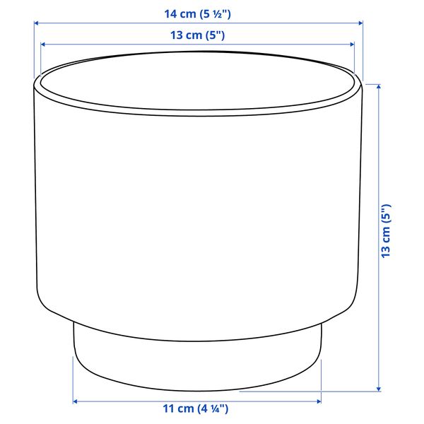 Кашпо, 12 см, для дома, улицы белый с оттенком IKEA DRAKFRUKT ДРАКФРУКТ 005.379.73 - схема-чертеж с размерами