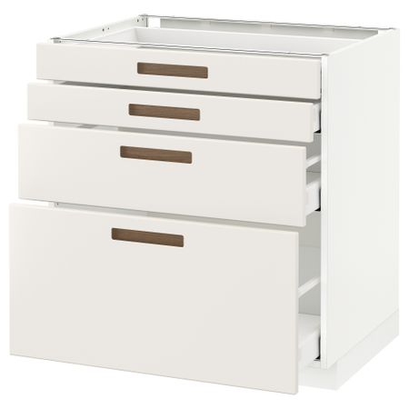 Напольный шкаф 4 фронтальных панели, 4 ящика МЕТОД / МАКСИМЕРА, белый, Мэрста белый