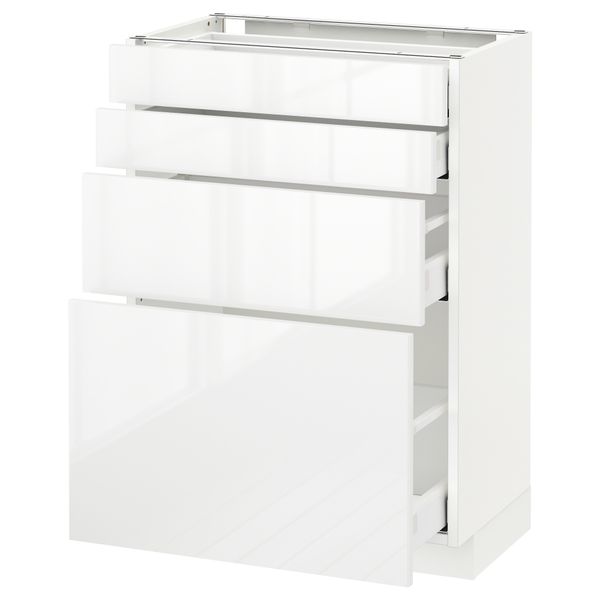 Напольный шкаф 4 фронтальных панели, 4 ящика МЕТОД / МАКСИМЕРА, белый, Рингульт белый - схема-чертеж с размерами
