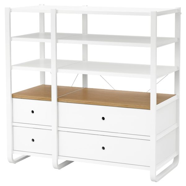 2 секции, белый, бамбук, 125x55x126 см IKEA ЭЛВАРЛИ 792.040.23 - фото 2