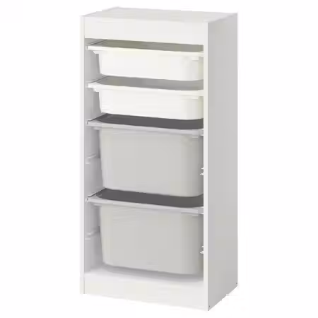 TROFAST Комбинация д/хранения+контейнеры - белый белый/серый 46x30x94 см