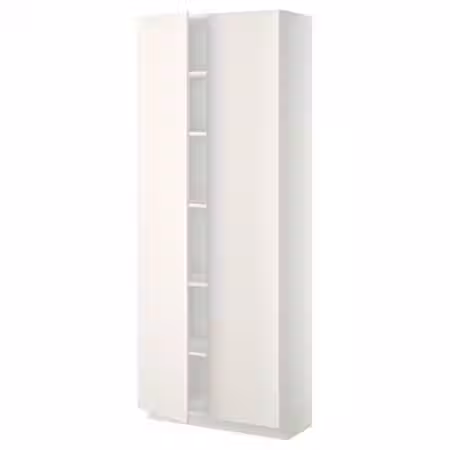 METOD Высокий шкаф с полками - белый/Veddinge белый 80x37x200 см