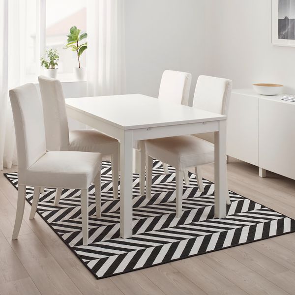 Ковер безворсовый, для/дома/улицы, белый, черный 160x230 см IKEA SKARRILD СКАРРИЛЬД 904.351.97 - фото 3