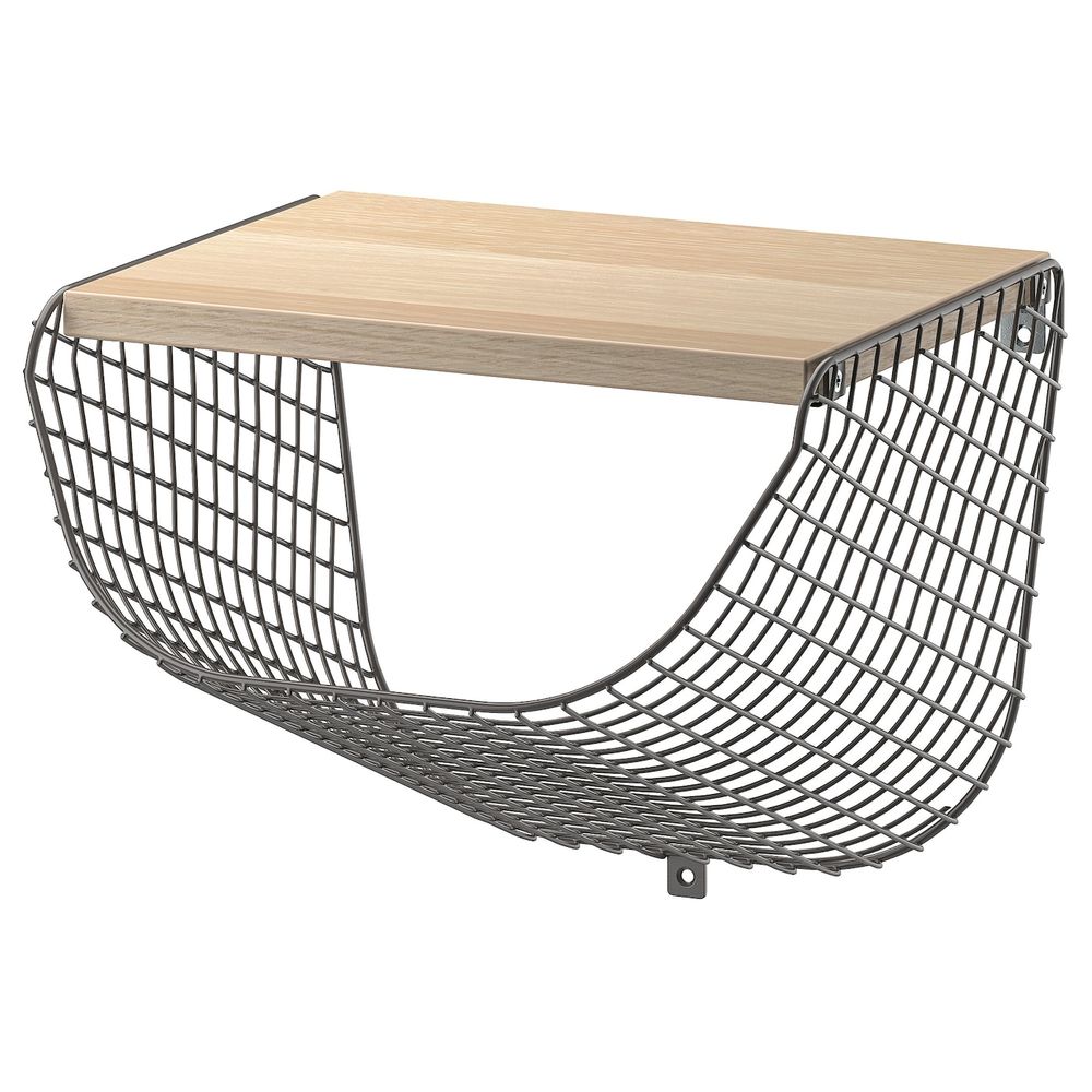 Полка с отделением для хранения, темно-серый/под беленый дуб 30x28 см IKEA SVENSHULT СВЕНСХУЛЬТ 204.305.32 - фото 1