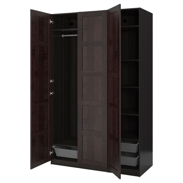 Гардероб, комбинация, черно-коричневый 150x60x236 см IKEA PAX ПАКС / BERGSBO БЕРГСБУ 493.291.47 - фото 1