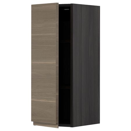 Шкаф навесной с полкой, черный/Воксторп под грецкий орех 30x80 см IKEA МЕТОД 393.028.60