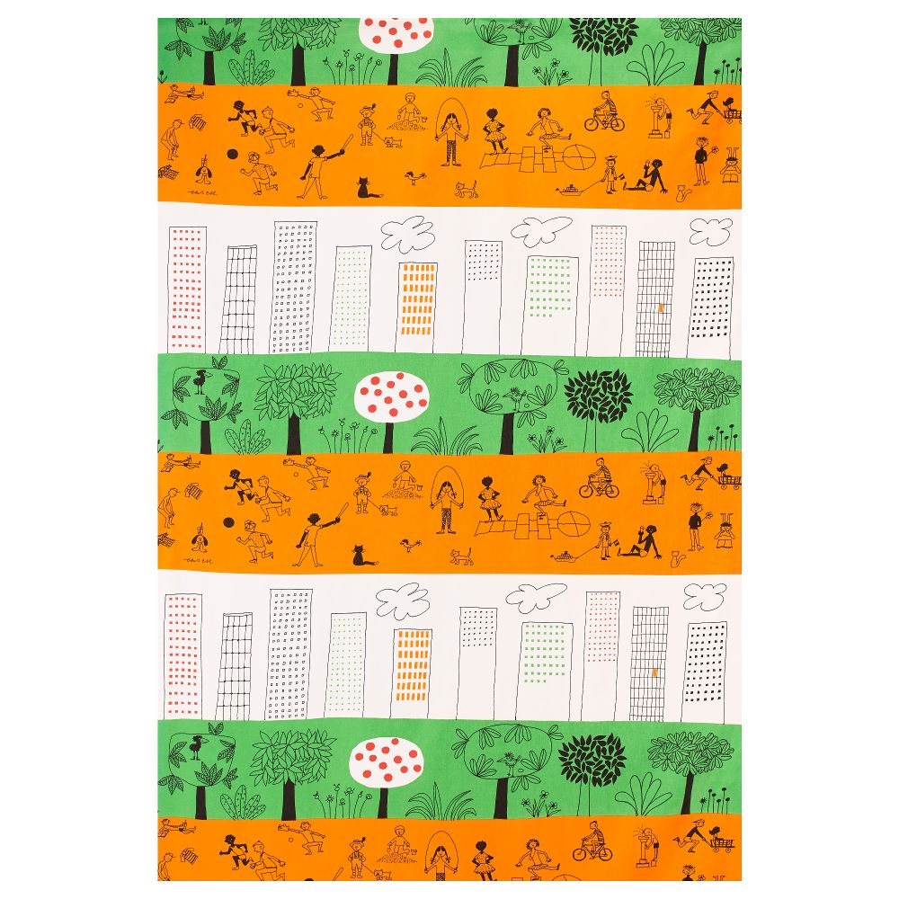 Ткань ОНСКЕДРОМ, оранжевый, зеленый/белый (150 см) - схема-чертеж с размерами