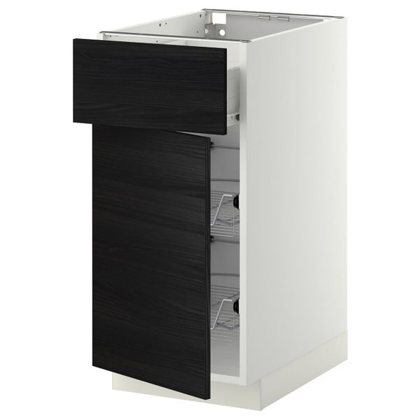 Напольный шкаф с проволочной корзиной/ящ/дверью, белый, Тингсрид черный 40x60 см IKEA МЕТОД / ФОРВАРА 092.673.25 - схема-чертеж с размерами