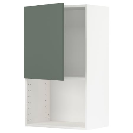 Навесной шкаф для СВЧ-печи, белый, Bodarp серо-зеленый, 60x100 см IKEA METOD МЕТОД 094.619.16