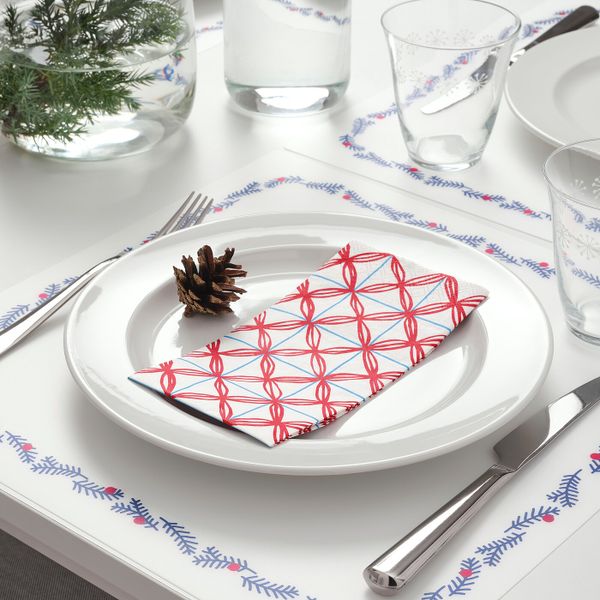 Салфетка бумажная, с рисунком, синий/красный, 38x38 см IKEA ВИНТЕРФЕСТ 004.328.10 - схема-чертеж с размерами