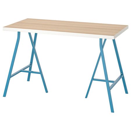 Стол, белый под беленый дуб/синий 120x60 см IKEA LINNMON ЛИННМОН / LERBERG ЛЕРБЕРГ 193.308.21