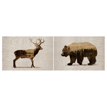 BJÖRNAMO Картина, 2 шт - Дикие животные II 30x20 см
