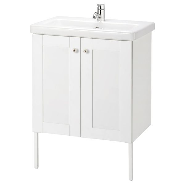 Шкаф под раковину с 2 дверец, Йельсен белый/ПИЛКОН смеситель 64x43x88 см IKEA FISKÅN ФИСКОН / TVÄLLEN ТВЭЛЛЕН 694.304.51 - фото 1