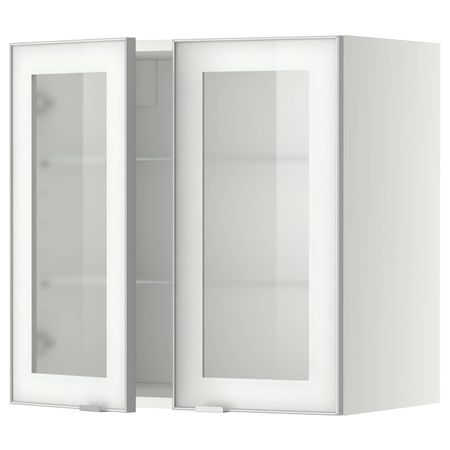Навесной шкаф/полки/2стеклян двери, белый/Ютис матовое стекло 60x60 см IKEA METOD МЕТОД 594.469.09