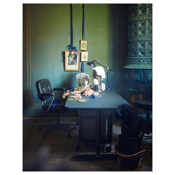 Письменный стол, линолеум синий/черный 160x80 см IKEA BEKANT БЕКАНТ 092.827.69 - фото 3