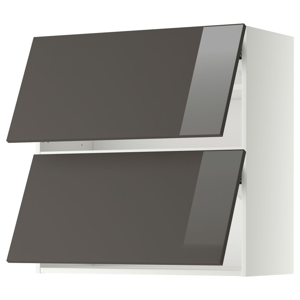 Навесной шкаф, 2 дверцы, горизонтальный МЕТОД, белый, Рингульт серый - схема-чертеж с размерами