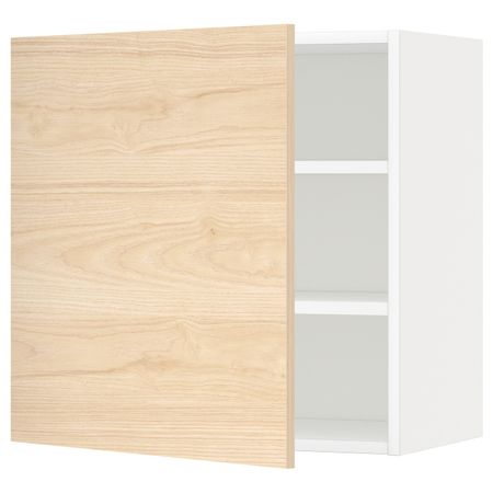 Шкаф навесной с полкой, белый/Аскерсунд под светлый ясень 60x60 см IKEA METOD МЕТОД 092.185.61