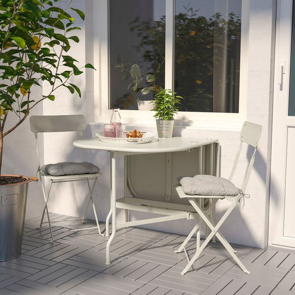 Стол + 2 складных стула,д/сада, бежевый/Куддарна серый IKEA САЛЬТХОЛЬМЕН 592.863.74 - фото 2