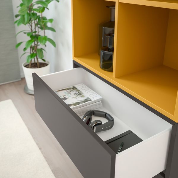 Комбинация шкафов с ножками, белый/золотисто-коричневый темно-серый 70x35x212 см IKEA EKET ЭКЕТ 792.865.23 - фото 3