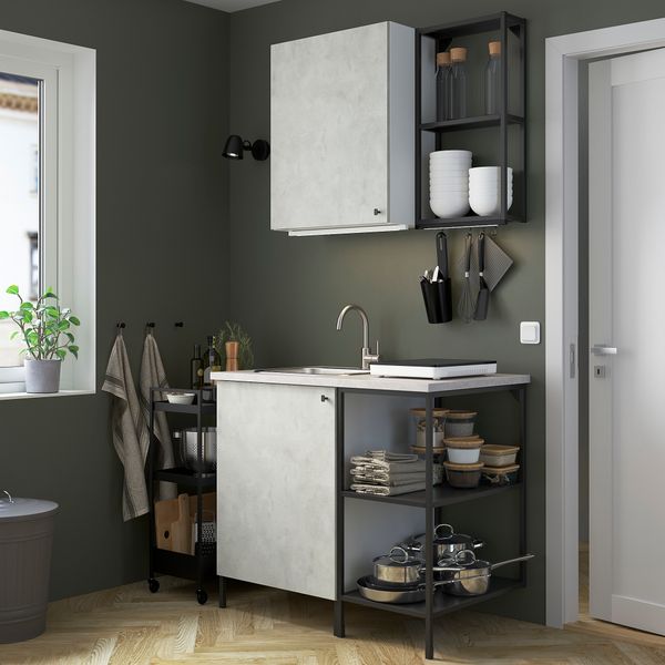 Кухня, 103x63.5x222 см, антрацит, под бетон IKEA BEGIVENHET БЕГИВЕНХЕТ 693.370.14 - фото 3