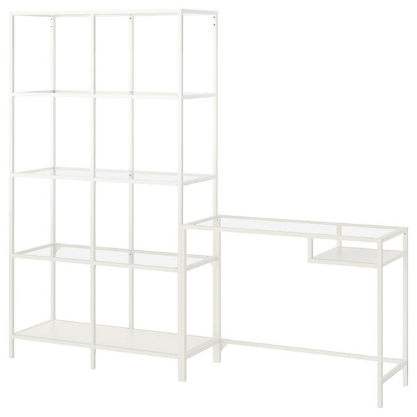 Стеллаж + стол для/ноутбука, белый/стекло 200x36x175 см IKEA VITTSJÖ ВИТШЁ 392.944.88 - фото 1