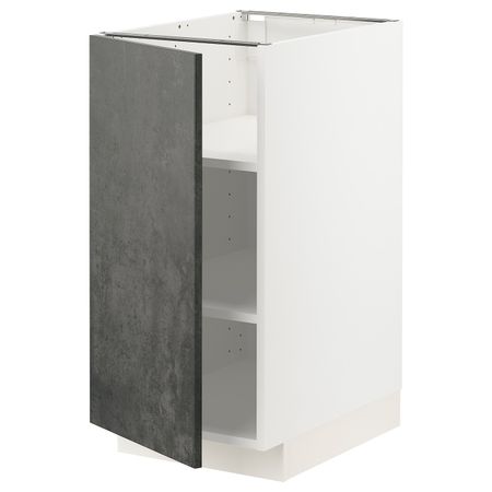 Напольный шкаф с полками, белый/кальхюттан под темно-серый бетон 40x60 см IKEA METOD МЕТОД 094.412.78