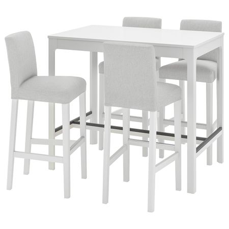 Барн стол + 4 барного стула, белый/Оррста светло-серый, белый IKEA EKEDALEN ЭКЕДАЛЕН / BERGMUND БЕРГМУНД 494.088.99