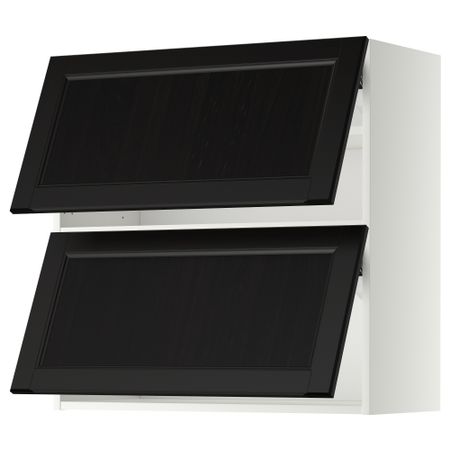Навесной шкаф, 2 дверцы, горизонтальный МЕТОД, белый, Лаксарби черно-коричневый