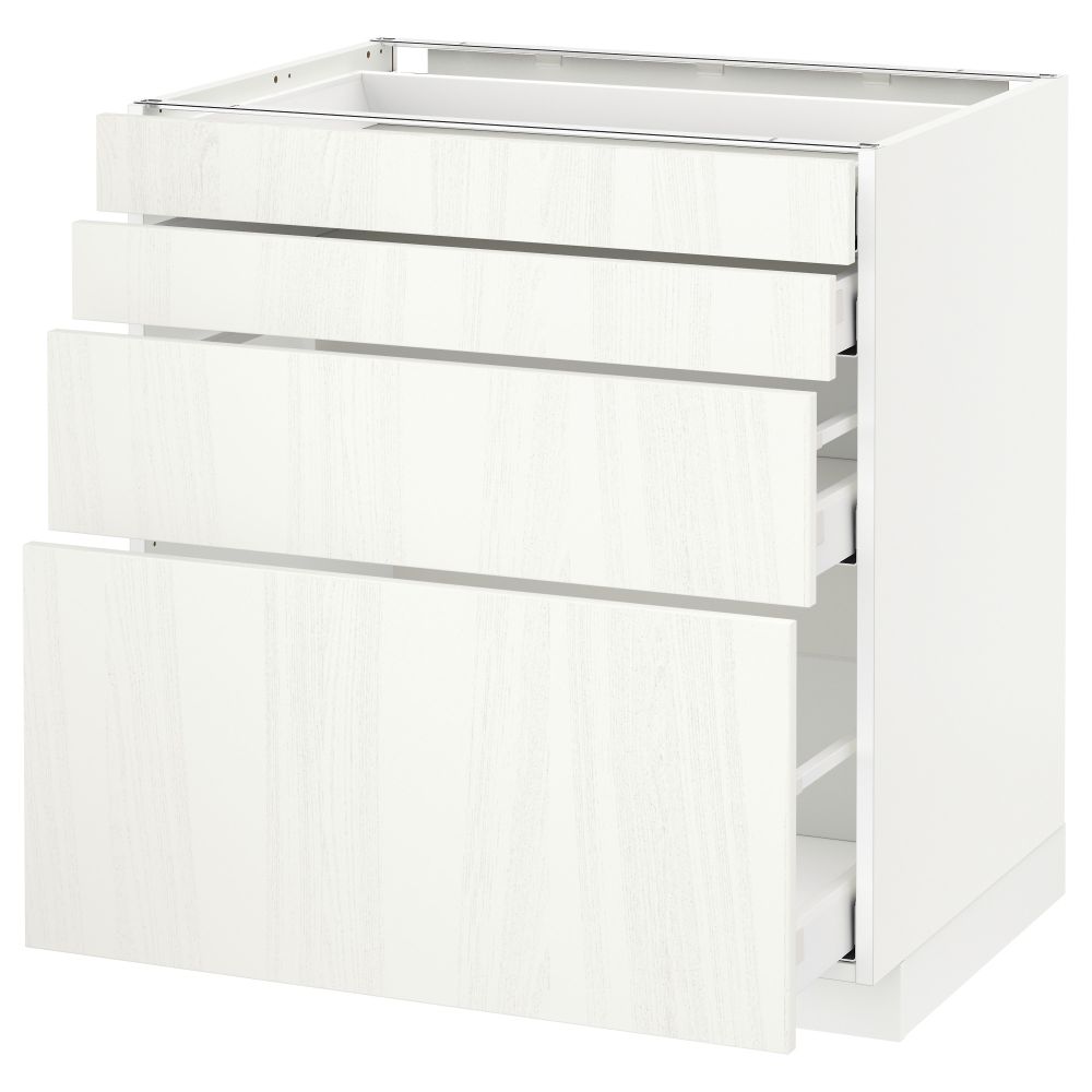 Напольный шкаф 4 фронтальных панели, 4 ящика МЕТОД / МАКСИМЕРА, белый, Росдаль белый - схема-чертеж с размерами