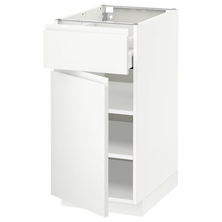 Напольный шкаф с ящиком/дверцей, белый/Воксторп матовый белый 40x60 см IKEA METOD МЕТОД / MAXIMERA МАКСИМЕРА 894.446.35