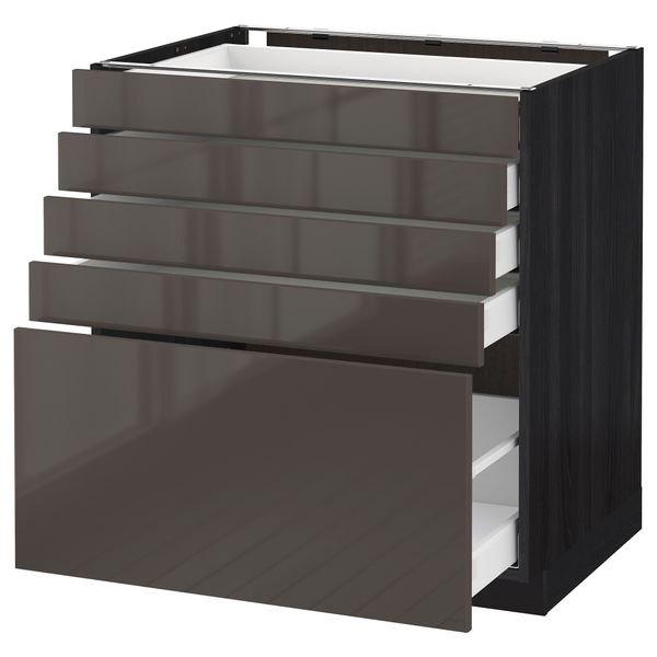 Напольный шкаф с 5 ящиками МЕТОД / МАКСИМЕРА, черный, Рингульт серый - схема-чертеж с размерами