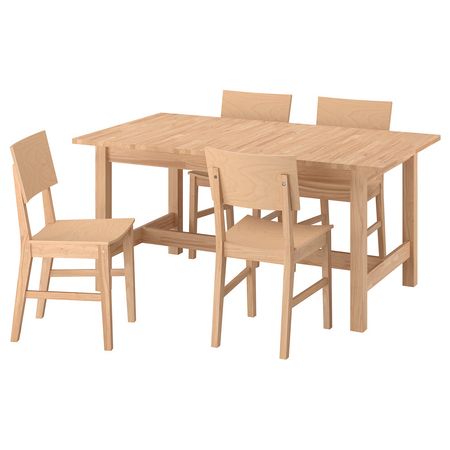 KARSKÄR Стол и 4 стула - каучуковое дерево 160/220x90 см