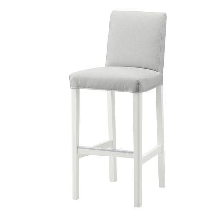 Стул барный, белый/Оррста светло-серый 75 см IKEA BERGMUND БЕРГМУНД 493.881.94