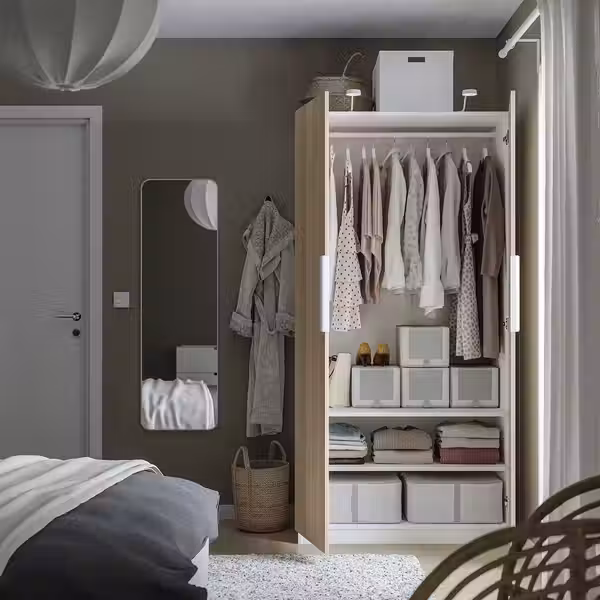 PAX / FORSAND Гардероб - белый/под беленый дуб 100x60x201 см - фото 2