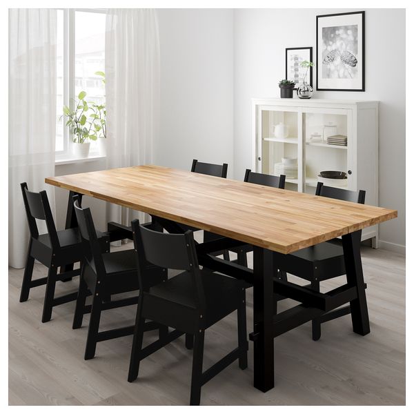 Стол и 6 стульев СКОГСТА / НОРРОКЕР, акация, черный (235x100 см) - фото 2