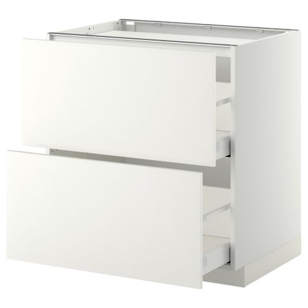 Напольный шкаф, 2 фронтальных панели, 3 ящика МЕТОД / МАКСИМЕРА, белый, Хэггеби белый