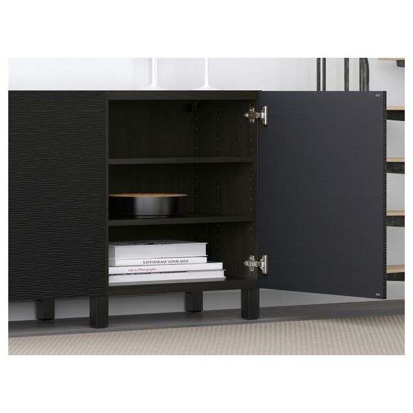 Комбинация для хранения с дверцами, черно-коричневый, Лаксвикен черный 180x40x74 см IKEA БЕСТО 492.466.75 - фото 3