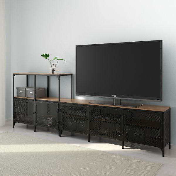 Шкаф для ТВ, комбинация, черный 250x36x95 см IKEA FJÄLLBO ФЬЕЛЛЬБО 691.913.37 - фото 5