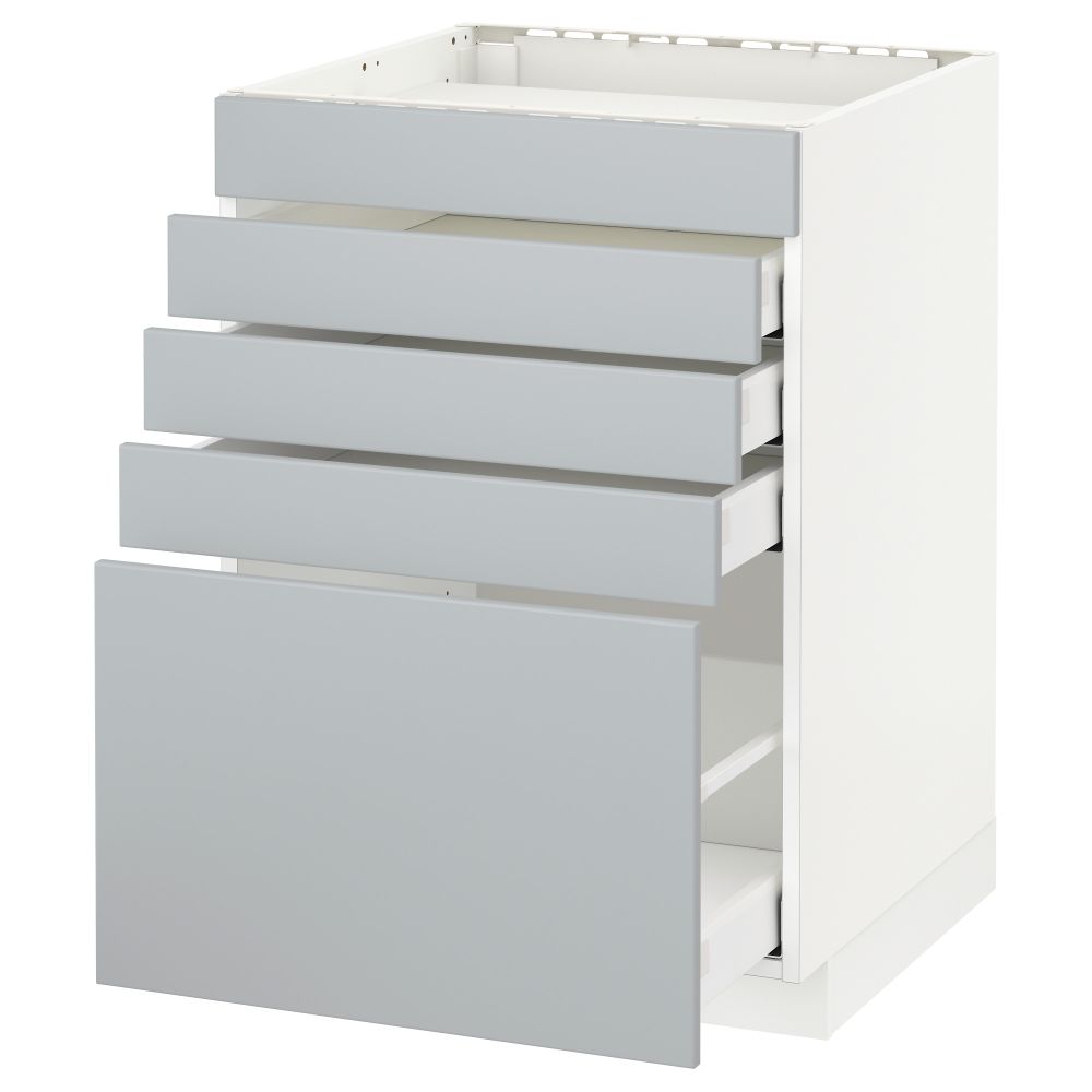 Напольный шкаф для варочной панели, 5 фасадов, 4 ящиков МЕТОД / МАКСИМЕРА, белый, Веддинге серый - схема-чертеж с размерами