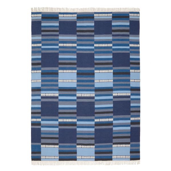 Ковер безворсовый, ручная работа различные оттенки синего 170x240 см IKEA TRANGET ТРАНГЕТ 504.385.36 - фото 1