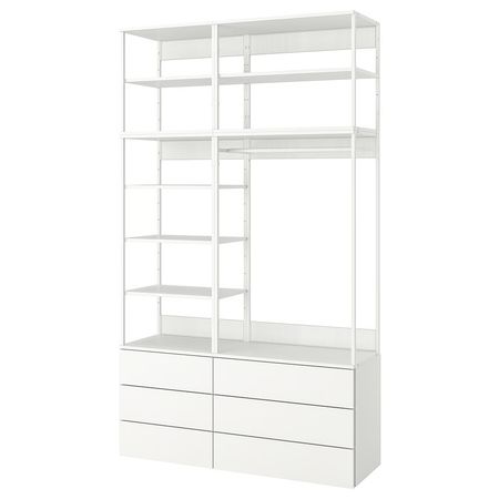 PLATSA Гардероб с 6 ящиками - белый/Fonnes белый 140x42x241 см