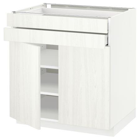 Напольный шкаф, 2 дверцы, 2 ящика МЕТОД / МАКСИМЕРА, белый, Росдаль белый